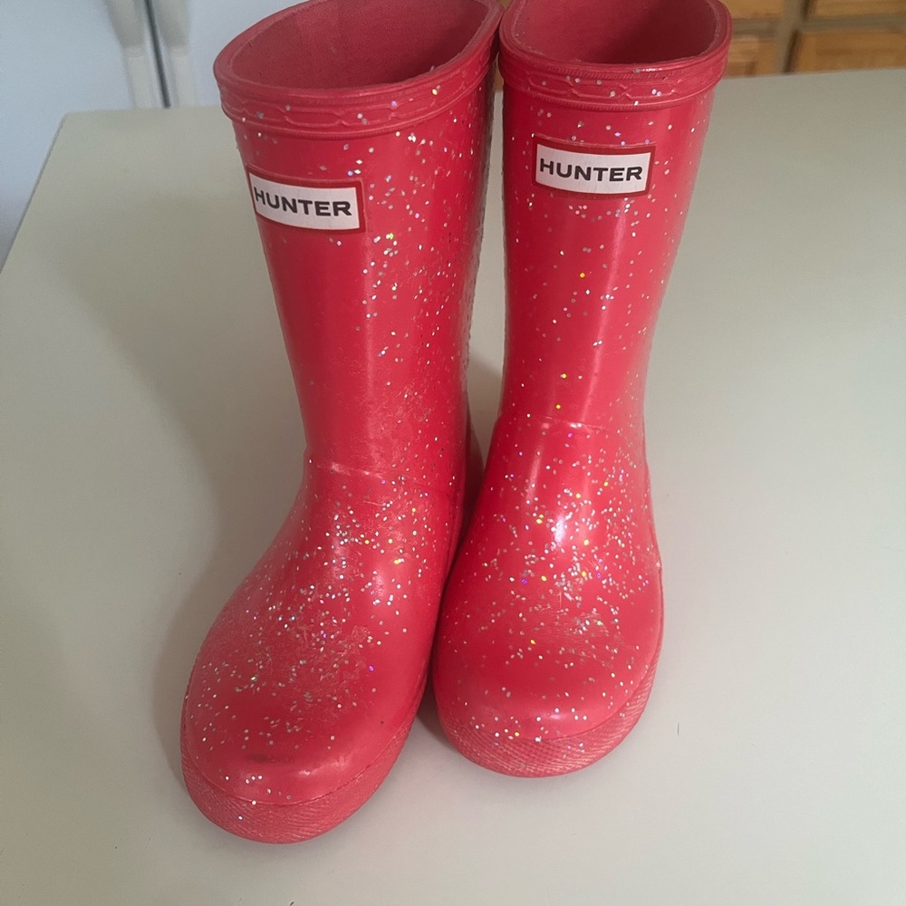 Hunter Kids Pink Glitter Boots